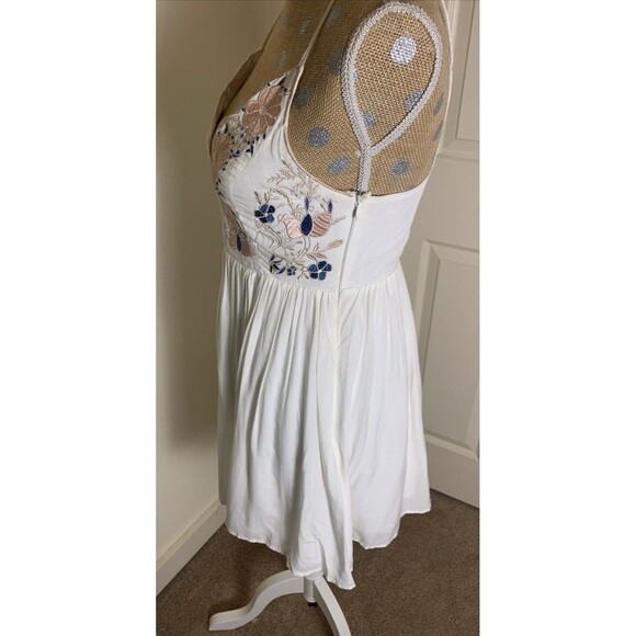 Lulus Daisy Petal Pickin Babydoll Mini Dress Women Small Ivory Fairy Embroidered - Picture 7 of 15
